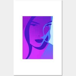 Blue and pink Girl Art Posters and Art